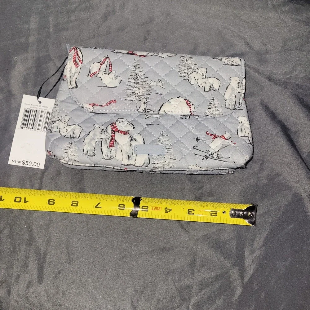 Vera Bradley Brush & Cosmetic Case Beary Merry NWT Travel Polar Bear Gray White